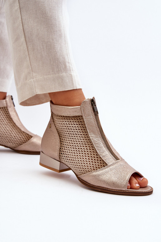 Āda Sieviešu puszābaki ar platiem papēžiemOdkrytymi Palcami Tā irciejka 06413-25 Zelta krāsas Āda Sieviešu puszābaki ar platiem papēžiemOdkrytymi Palcami Tā irciejka 06413-25 Zelta krāsas