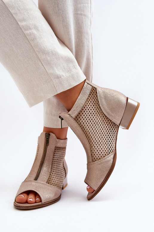 Āda Sieviešu puszābaki ar platiem papēžiemOdkrytymi Palcami Tā irciejka 06413-25 Zelta krāsas Āda Sieviešu puszābaki ar platiem papēžiemOdkrytymi Palcami Tā irciejka 06413-25 Zelta krāsas