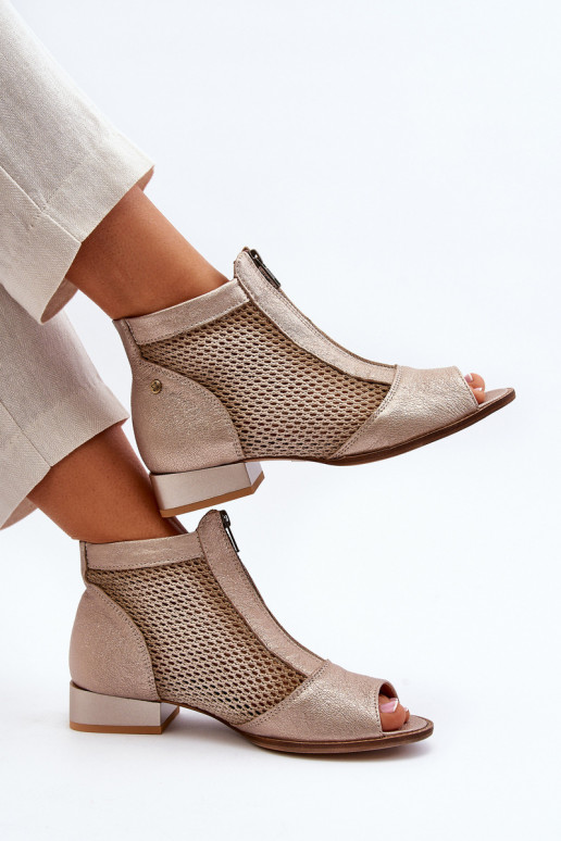 Āda Sieviešu puszābaki ar platiem papēžiemOdkrytymi Palcami Tā irciejka 06413-25 Zelta krāsas Āda Sieviešu puszābaki ar platiem papēžiemOdkrytymi Palcami Tā irciejka 06413-25 Zelta krāsas