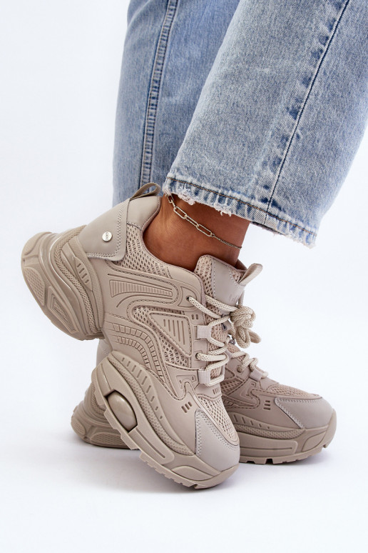 Sneakers modeļa apavi Uz masīvas zoles GOE NN2N4046 smilšu krāsas Sneakers modeļa apavi Uz masīvas zoles GOE NN2N4046 smilšu krāsas