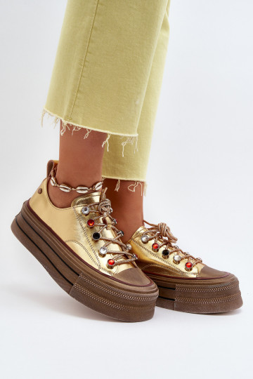 Sieviešu apavi ar platformu GOE NN2N4055 Zelta krāsas 2