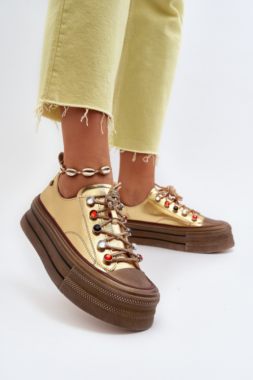 Sieviešu apavi ar platformu GOE NN2N4055 Zelta krāsas