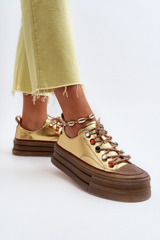 Sieviešu apavi ar platformu GOE NN2N4055 Zelta krāsas