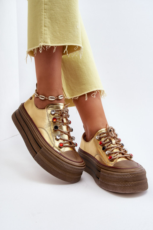 Sieviešu apavi ar platformu GOE NN2N4055 Zelta krāsas