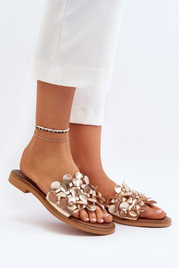 Zazoo 40381 Sieviešu Čibas no dabīgas ādas ar platiem papēžiem Zelta krāsas 2