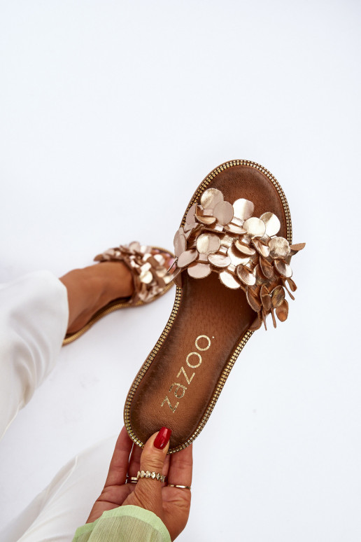 Zazoo 40381 Sieviešu Čibas no dabīgas ādas ar platiem papēžiem Zelta krāsas Zazoo 40381 Sieviešu Čibas no dabīgas ādas ar platiem papēžiem Zelta krāsas