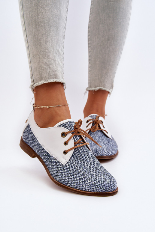 Āda apavi Sieviešu ar platiem papēžiem Tā irciejka 06461-17 Zilas krāsas Āda apavi Sieviešu ar platiem papēžiem Tā irciejka 06461-17 Zilas krāsas