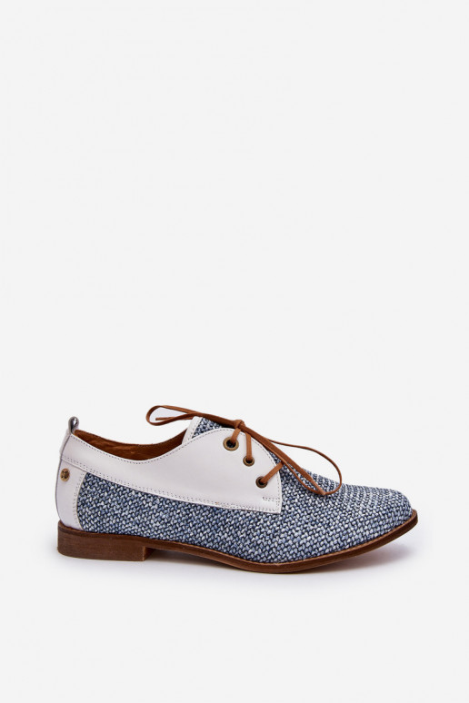 Āda apavi Sieviešu ar platiem papēžiem Tā irciejka 06461-17 Zilas krāsas Āda apavi Sieviešu ar platiem papēžiem Tā irciejka 06461-17 Zilas krāsas