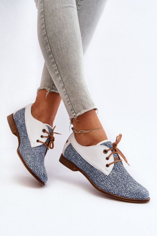 Āda apavi Sieviešu ar platiem papēžiem Tā irciejka 06461-17 Zilas krāsas Āda apavi Sieviešu ar platiem papēžiem Tā irciejka 06461-17 Zilas krāsas