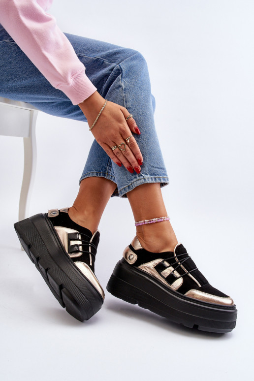 Zazoo 1833 Sneakers modeļa apavi Sieviešu Āda Uz masīvas zoles melnas krāsas Zazoo 1833 Sneakers modeļa apavi Sieviešu Āda Uz masīvas zoles melnas krāsas