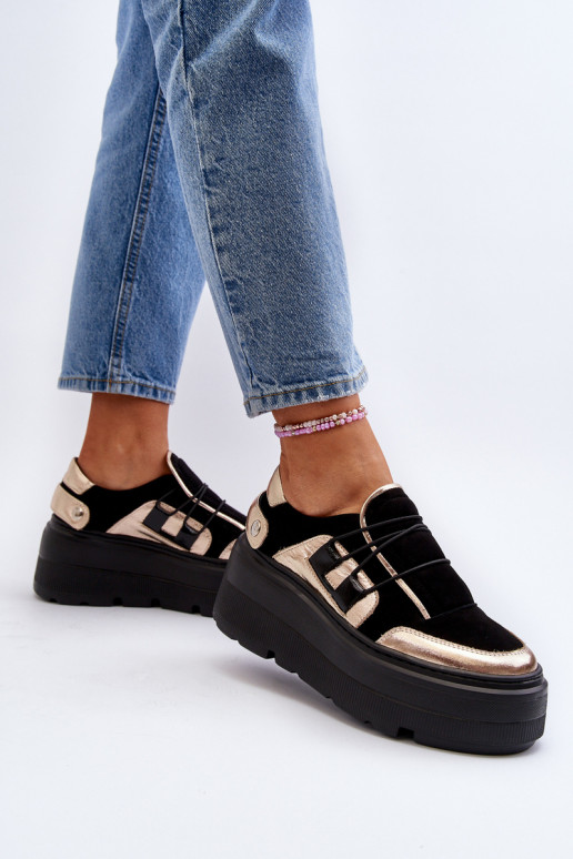 Zazoo 1833 Sneakers modeļa apavi Sieviešu Āda Uz masīvas zoles melnas krāsas Zazoo 1833 Sneakers modeļa apavi Sieviešu Āda Uz masīvas zoles melnas krāsas