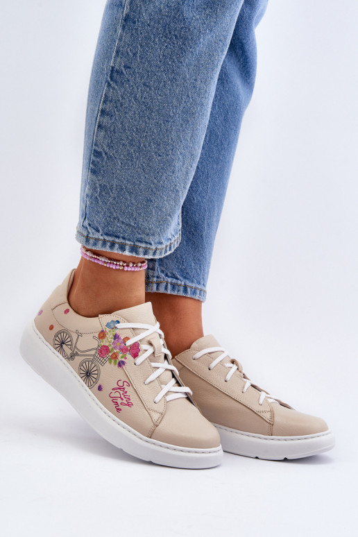 Zazoo 024/TAMARA Sieviešu Sneakers modeļa apavi Āda smilšu krāsas Zazoo 024/TAMARA Sieviešu Sneakers modeļa apavi Āda smilšu krāsas