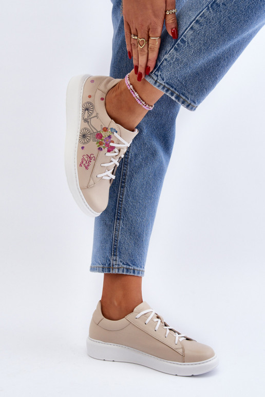 Zazoo 024/TAMARA Sieviešu Sneakers modeļa apavi Āda smilšu krāsas Zazoo 024/TAMARA Sieviešu Sneakers modeļa apavi Āda smilšu krāsas