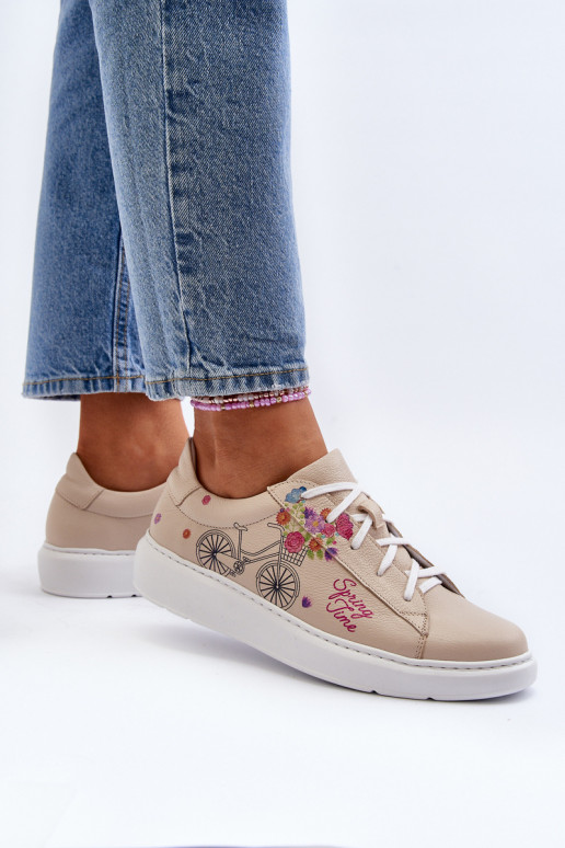 Zazoo 024/TAMARA Sieviešu Sneakers modeļa apavi Āda smilšu krāsas Zazoo 024/TAMARA Sieviešu Sneakers modeļa apavi Āda smilšu krāsas