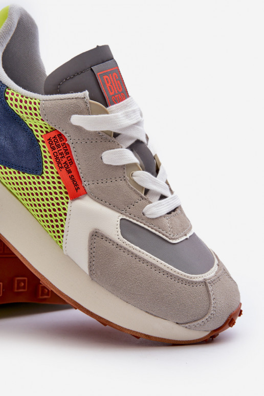 sporta apavi Sneakers modeļa apavi Vīriešiem Memory Foam System Big Star NN174344 Pelēkas krāsas sporta apavi Sneakers modeļa apavi Vīriešiem Memory Foam System Big Star NN174344 Pelēkas krāsas