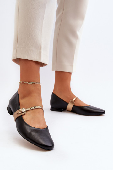 Balerīnas Sieviešu ar platiem papēžiem Laura Messi 2774 melnas krāsas