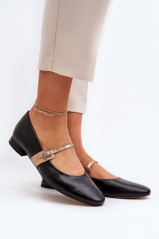 Balerīnas Sieviešu ar platiem papēžiem Laura Messi 2774 melnas krāsas