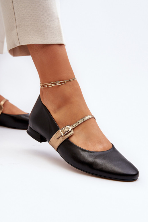 Balerīnas Sieviešu ar platiem papēžiem Laura Messi 2774 melnas krāsas