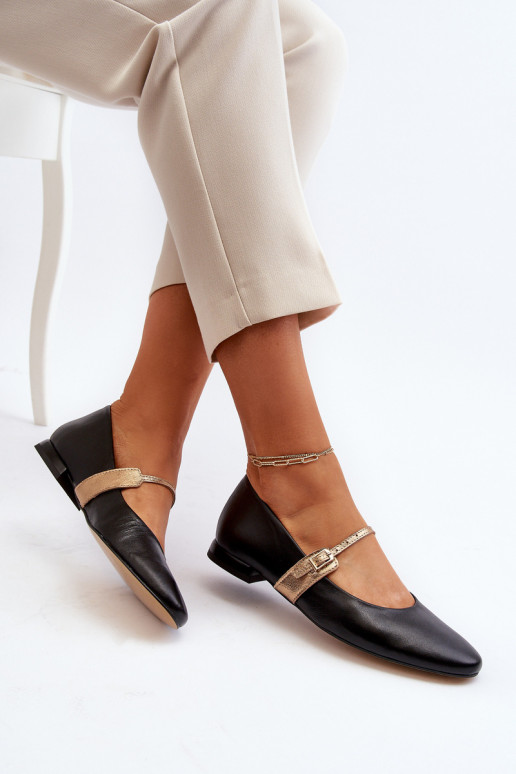 Balerīnas Sieviešu ar platiem papēžiem Laura Messi 2774 melnas krāsas