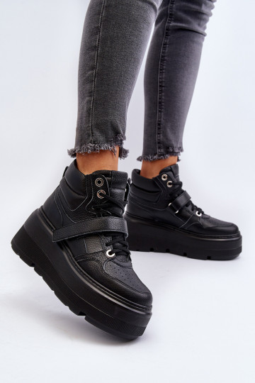 Zazoo 3450 Āda Sneakers modeļa apavi Sieviešu melnas krāsas