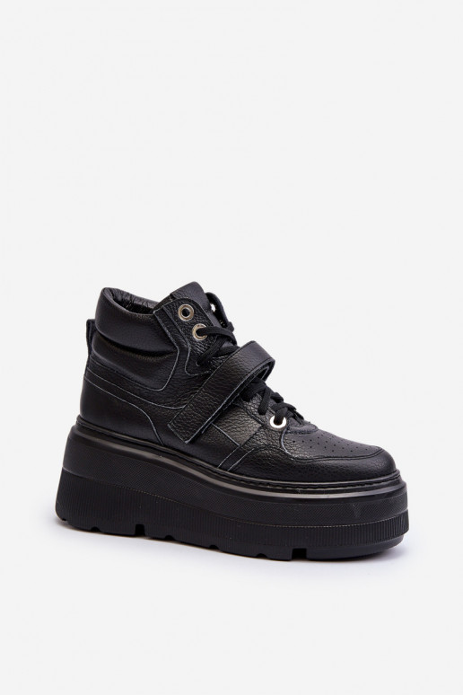 Zazoo 3450 Āda Sneakers modeļa apavi Sieviešu melnas krāsas