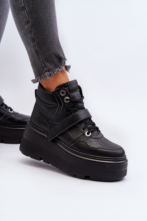 Zazoo 3450 Āda Sneakers modeļa apavi Sieviešu melnas krāsas