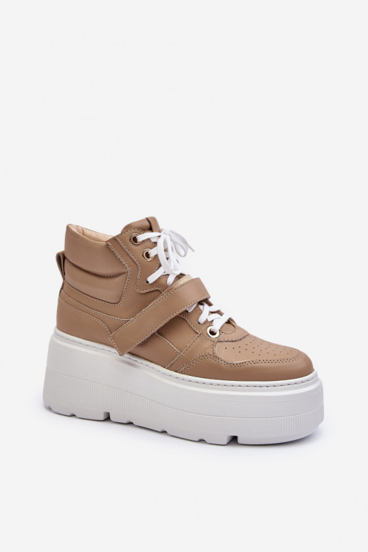 Zazoo 3450 Āda Sneakers modeļa apavi Sieviešu smilšu krāsas Zazoo 3450 Āda Sneakers modeļa apavi Sieviešu smilšu krāsas