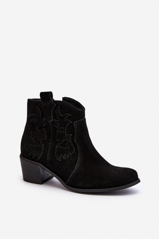 Zazoo 3426 Sieviešu Zamšādas kurpes Kovboju zābaki melnas krāsas Zazoo 3426 Sieviešu Zamšādas kurpes Kovboju zābaki melnas krāsas