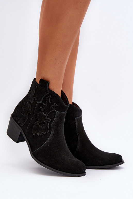 Zazoo 3426 Sieviešu Zamšādas kurpes Kovboju zābaki melnas krāsas Zazoo 3426 Sieviešu Zamšādas kurpes Kovboju zābaki melnas krāsas