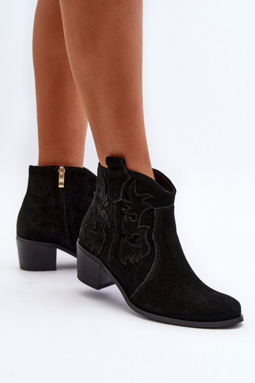 Zazoo 3426 Sieviešu Zamšādas kurpes Kovboju zābaki melnas krāsas Zazoo 3426 Sieviešu Zamšādas kurpes Kovboju zābaki melnas krāsas