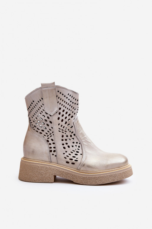 Zazoo 3470 Āda Sieviešu puszābaki ar platiem papēžiem Ažūrs Zelta krāsas Noslaucīja Zazoo 3470 Āda Sieviešu puszābaki ar platiem papēžiem Ažūrs Zelta krāsas Noslaucīja