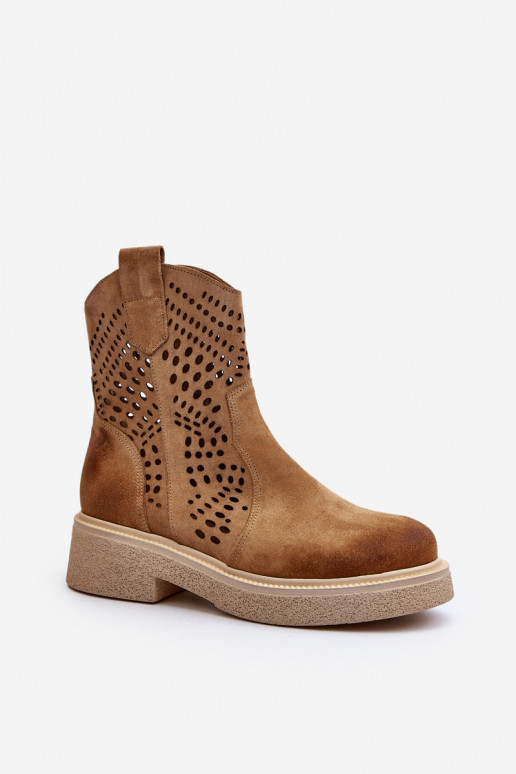 Zazoo 3470 Zamšādas kurpes Sieviešu ar platiem papēžiem Ažūrs smilšu krāsas Zazoo 3470 Zamšādas kurpes Sieviešu ar platiem papēžiem Ažūrs smilšu krāsas