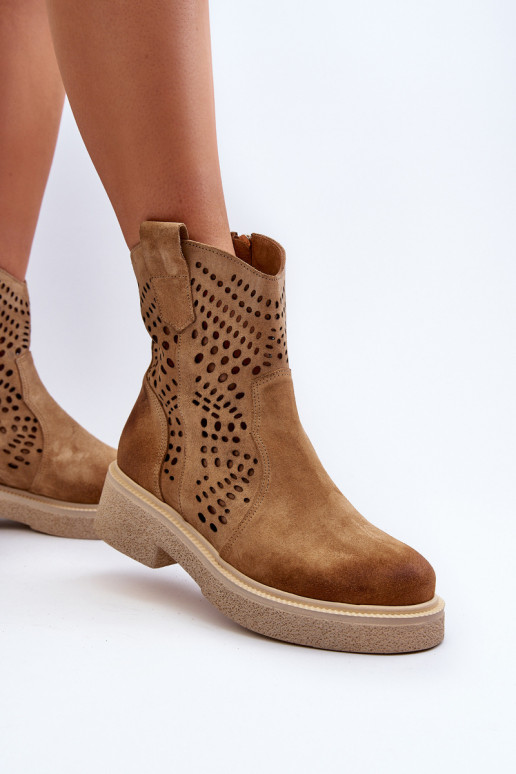 Zazoo 3470 Zamšādas kurpes Sieviešu ar platiem papēžiem Ažūrs smilšu krāsas Zazoo 3470 Zamšādas kurpes Sieviešu ar platiem papēžiem Ažūrs smilšu krāsas