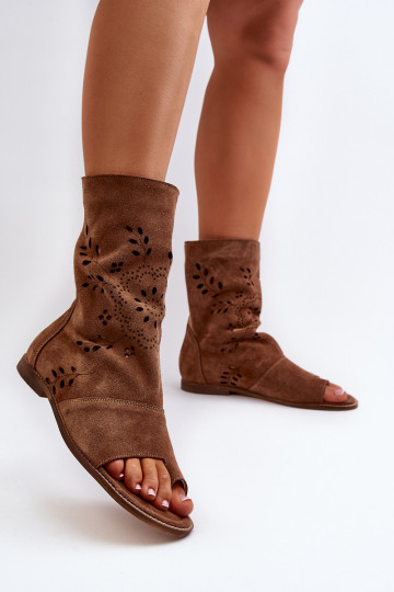 Zazoo 3437 Sieviešu Zamšādas basenes ar stulmu Uz pili brūnas krāsas