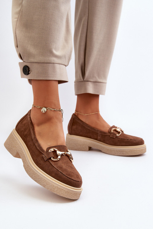 Zazoo 3429 Zamšādas mokasīni Sieviešu ar ornamentiem brūnas krāsas Zazoo 3429 Zamšādas mokasīni Sieviešu ar ornamentiem brūnas krāsas