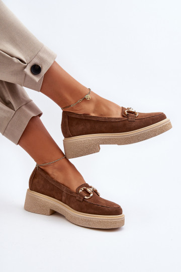 Zazoo 3429 Zamšādas mokasīni Sieviešu ar ornamentiem brūnas krāsas 2