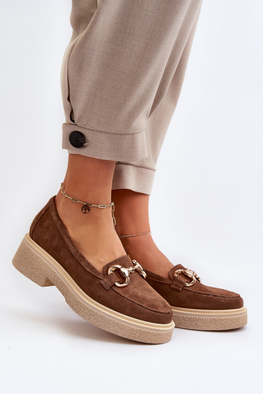 Zazoo 3429 Zamšādas mokasīni Sieviešu ar ornamentiem brūnas krāsas Zazoo 3429 Zamšādas mokasīni Sieviešu ar ornamentiem brūnas krāsas