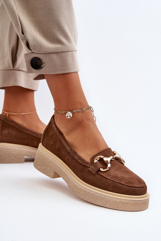 Zazoo 3429 Zamšādas mokasīni Sieviešu ar ornamentiem brūnas krāsas Zazoo 3429 Zamšādas mokasīni Sieviešu ar ornamentiem brūnas krāsas