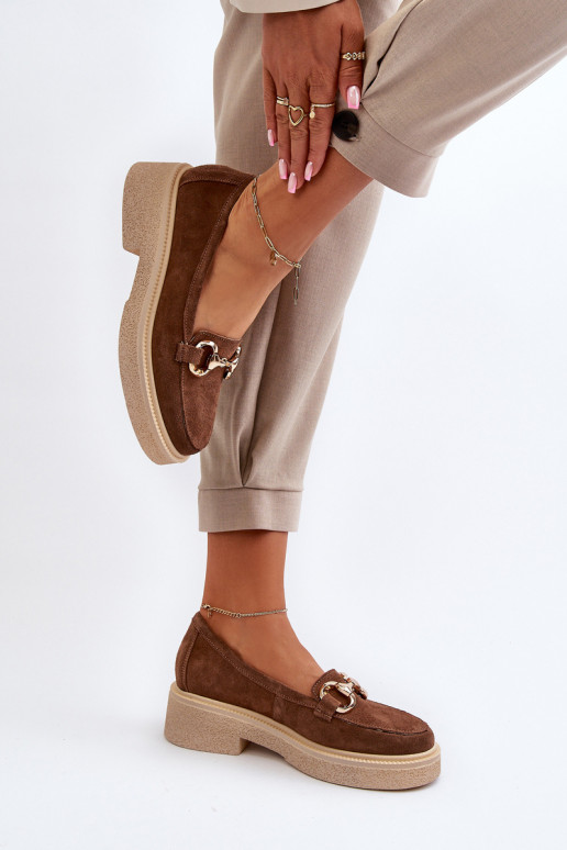 Zazoo 3429 Zamšādas mokasīni Sieviešu ar ornamentiem brūnas krāsas Zazoo 3429 Zamšādas mokasīni Sieviešu ar ornamentiem brūnas krāsas