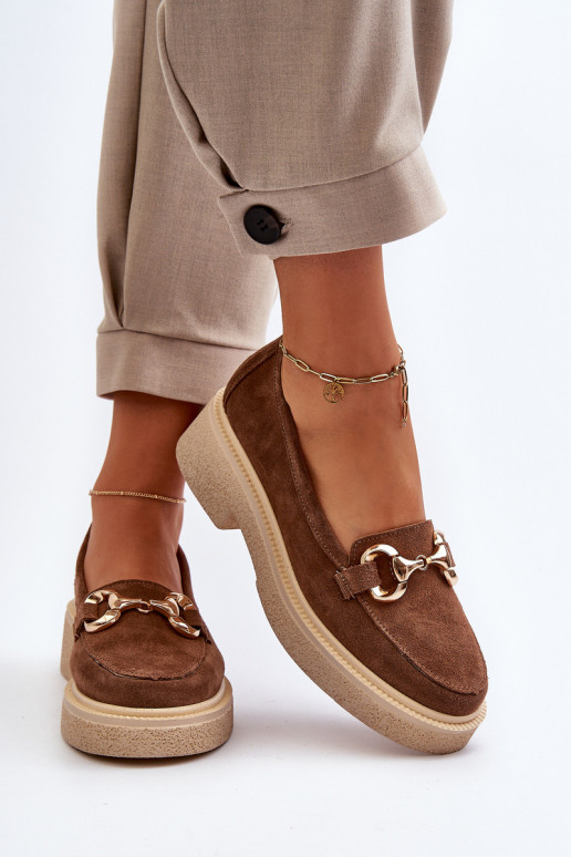 Zazoo 3429 Zamšādas mokasīni Sieviešu ar ornamentiem brūnas krāsas Zazoo 3429 Zamšādas mokasīni Sieviešu ar ornamentiem brūnas krāsas