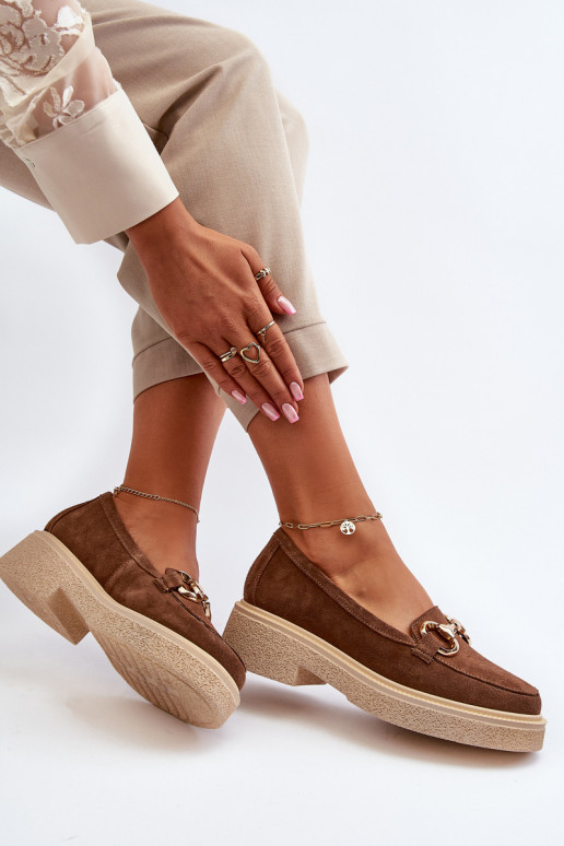 Zazoo 3429 Zamšādas mokasīni Sieviešu ar ornamentiem brūnas krāsas Zazoo 3429 Zamšādas mokasīni Sieviešu ar ornamentiem brūnas krāsas