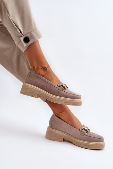 Zazoo 3429 Zamšādas mokasīni Sieviešu ar ornamentiem Cappuccino 2