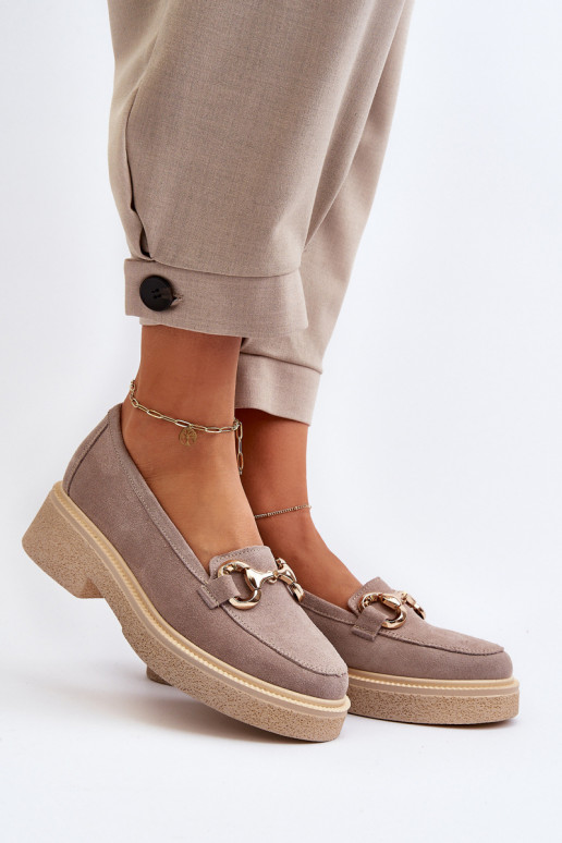 Zazoo 3429 Zamšādas mokasīni Sieviešu ar ornamentiem Cappuccino Zazoo 3429 Zamšādas mokasīni Sieviešu ar ornamentiem Cappuccino