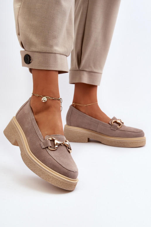 Zazoo 3429 Zamšādas mokasīni Sieviešu ar ornamentiem Cappuccino Zazoo 3429 Zamšādas mokasīni Sieviešu ar ornamentiem Cappuccino