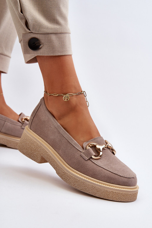 Zazoo 3429 Zamšādas mokasīni Sieviešu ar ornamentiem Cappuccino Zazoo 3429 Zamšādas mokasīni Sieviešu ar ornamentiem Cappuccino