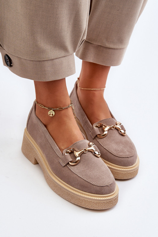 Zazoo 3429 Zamšādas mokasīni Sieviešu ar ornamentiem Cappuccino Zazoo 3429 Zamšādas mokasīni Sieviešu ar ornamentiem Cappuccino