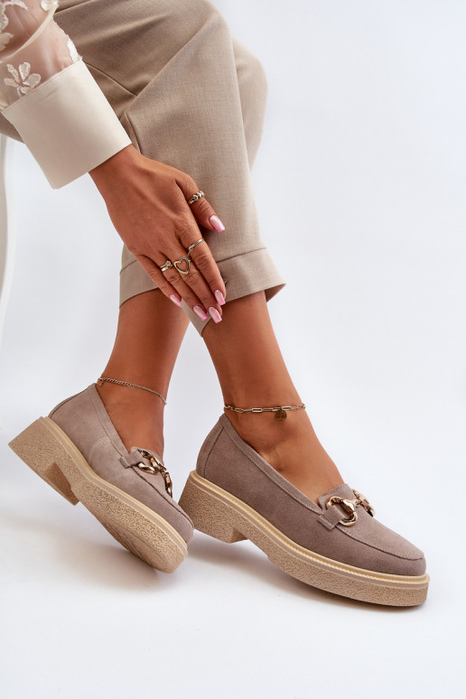 Zazoo 3429 Zamšādas mokasīni Sieviešu ar ornamentiem Cappuccino Zazoo 3429 Zamšādas mokasīni Sieviešu ar ornamentiem Cappuccino