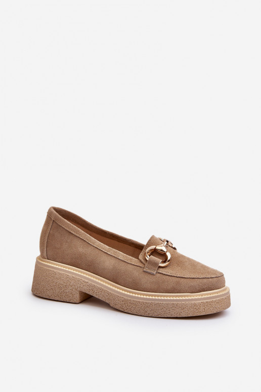 Zazoo 3429 Zamšādas mokasīni Sieviešu ar ornamentiem smilšu krāsas Zazoo 3429 Zamšādas mokasīni Sieviešu ar ornamentiem smilšu krāsas