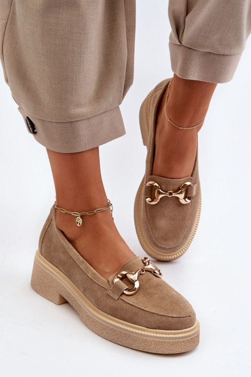 Zazoo 3429 Zamšādas mokasīni Sieviešu ar ornamentiem smilšu krāsas Zazoo 3429 Zamšādas mokasīni Sieviešu ar ornamentiem smilšu krāsas