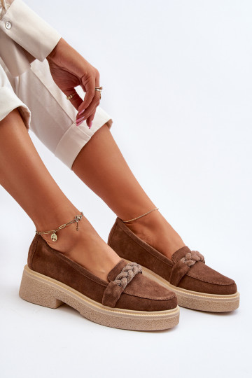 Zazoo 3429/IN Eleganti zamšādas lauferi ar ornamentiem brūnas krāsas 2